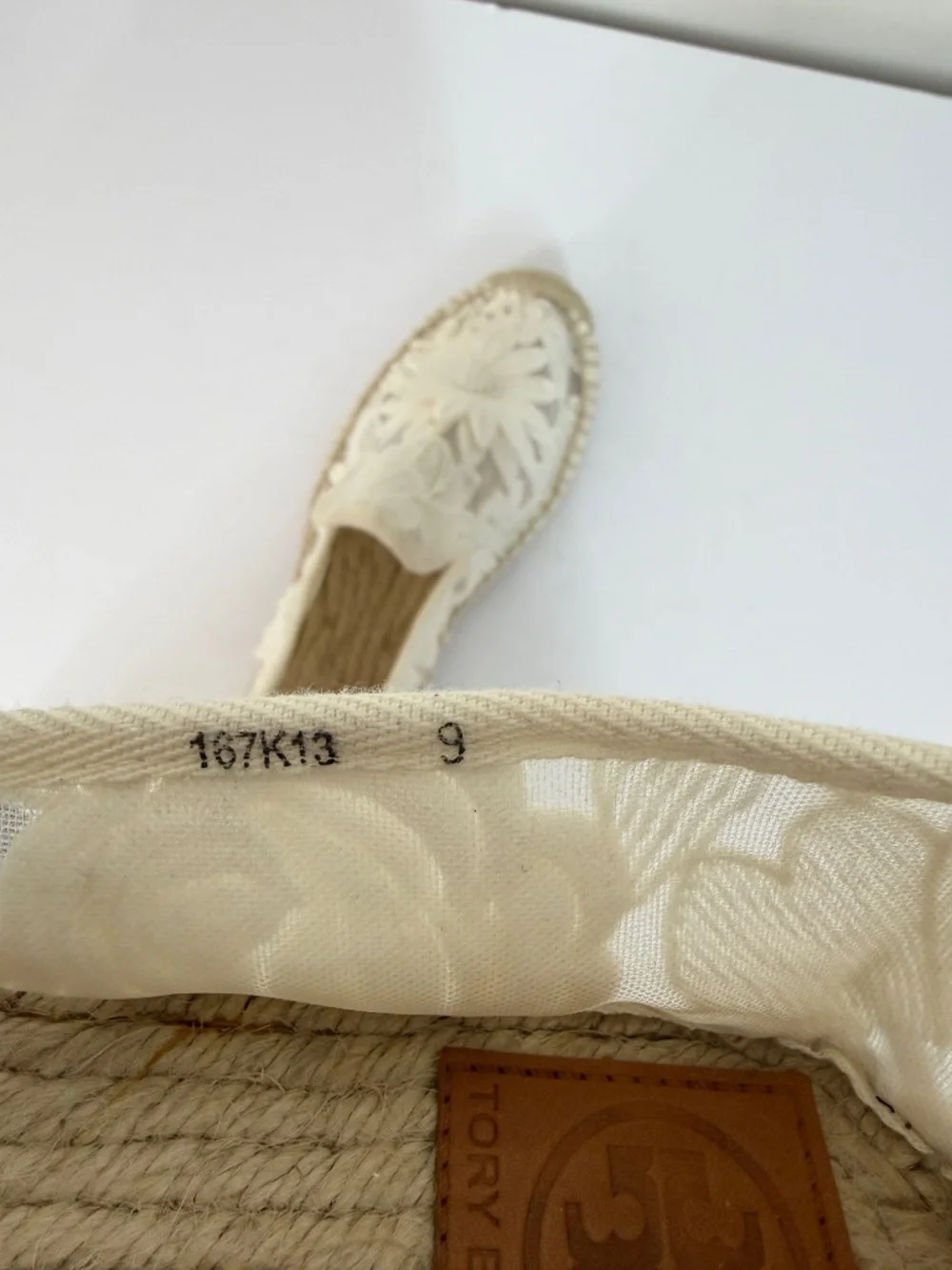 Tory Burch Darian Guipure Lace Flower Espadrilles Cream 8.5 Casual Summer Boho
